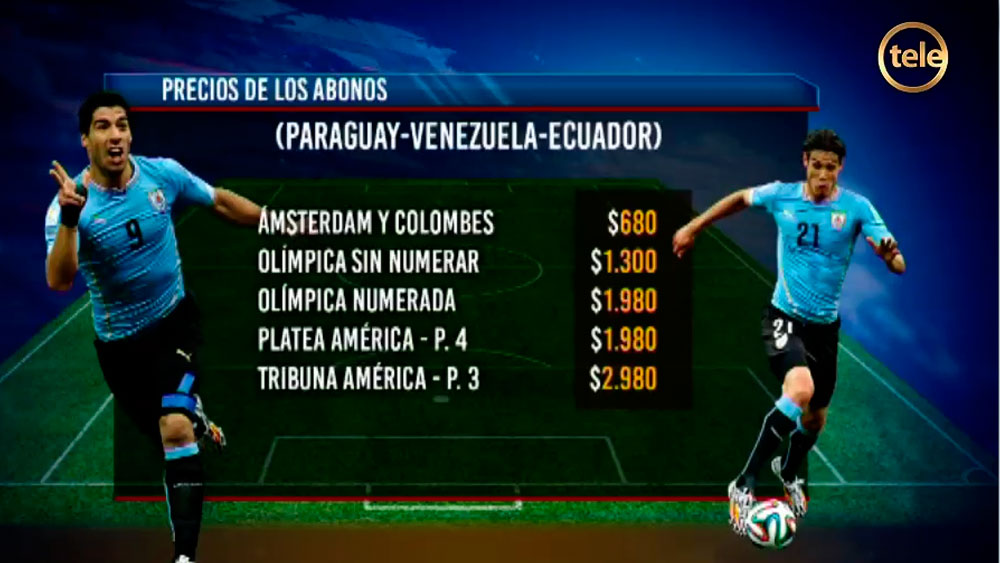 Detalle de los precios de las entradas para el partido entre Uruguay y ...
