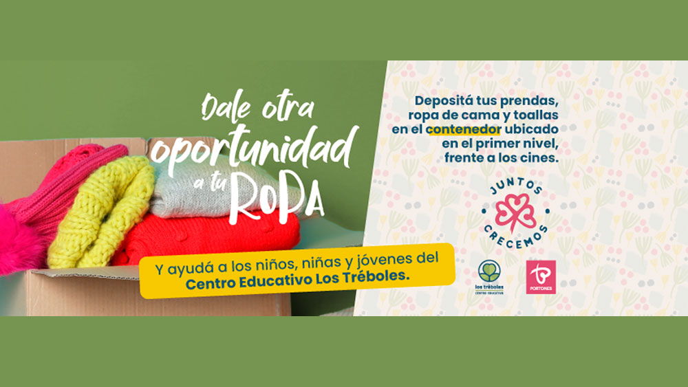 Portones y Los Tréboles dan comienzo a su campaña de donación de ropa, para  financiar actividades formativas del centro educativo 