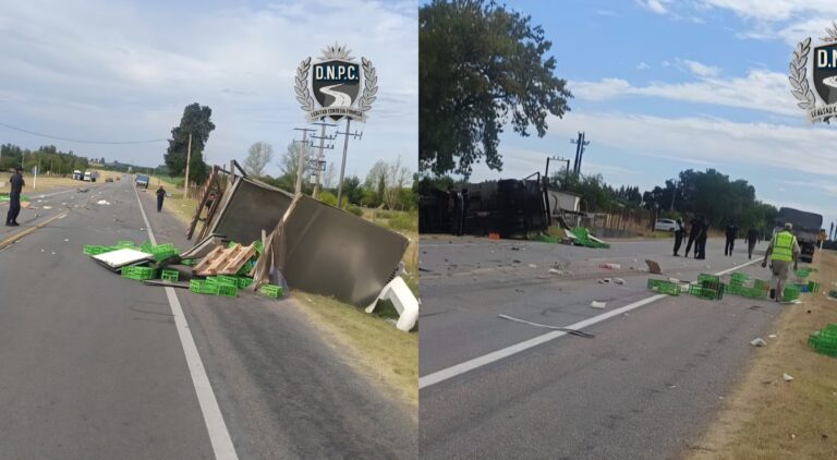 Choque que involucró a tres camiones en Soriano concluyó con un conductor lesionado grave y otro leve